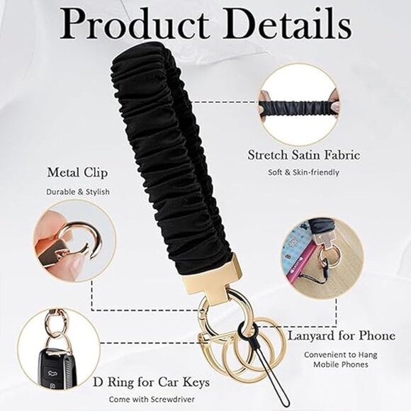 Stretchy Key Chain with D Ring - Picture 2 of 7